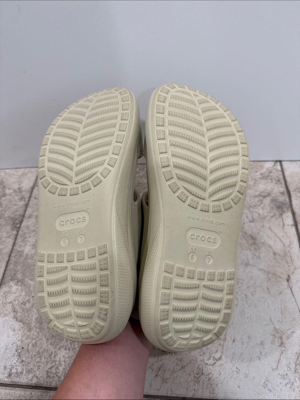 CROCS Cream Dual-Strap Slide Sandals - Picture 7 of 7